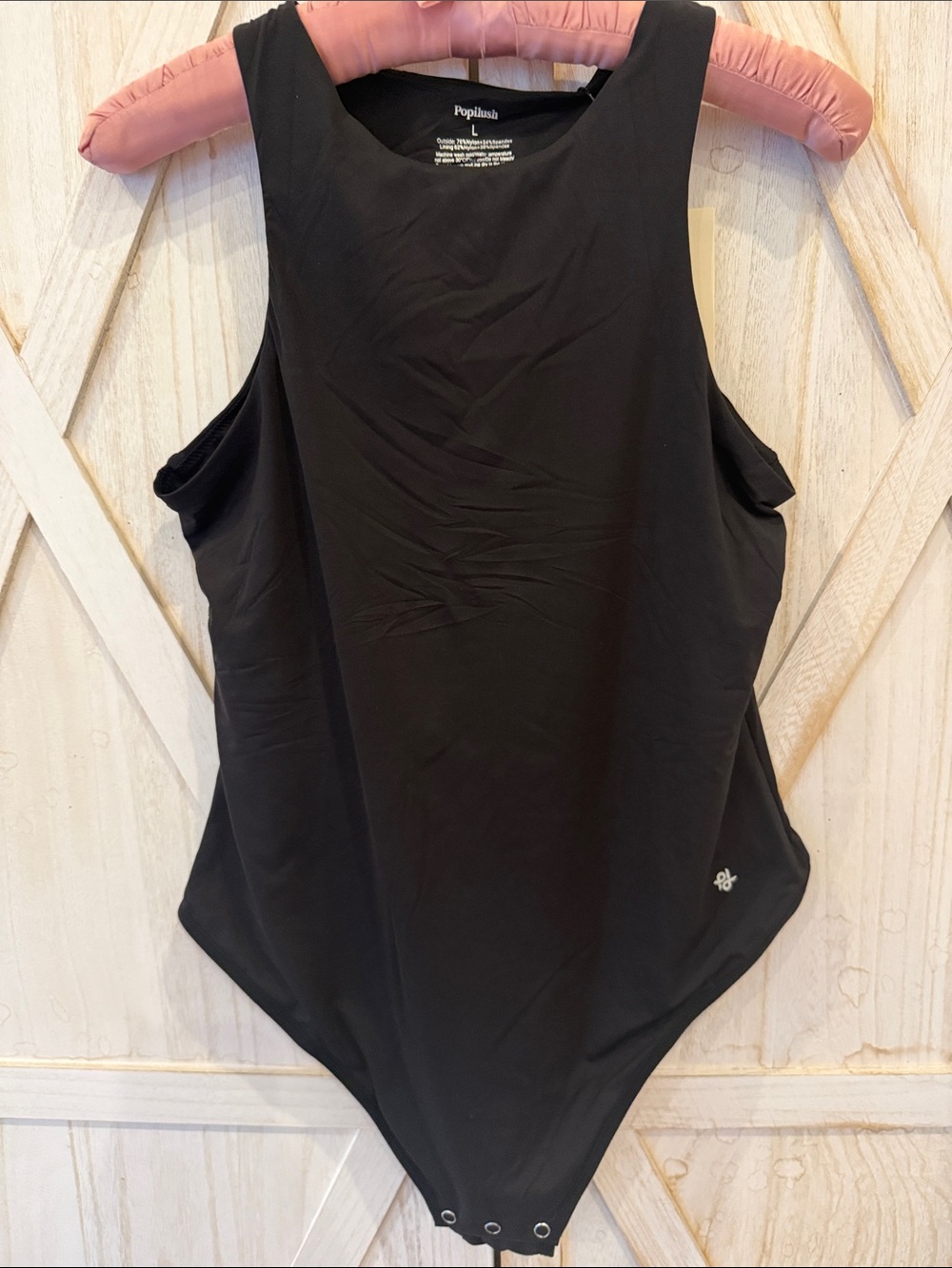 New Popilush Black Sleeveless Bodysuit Top